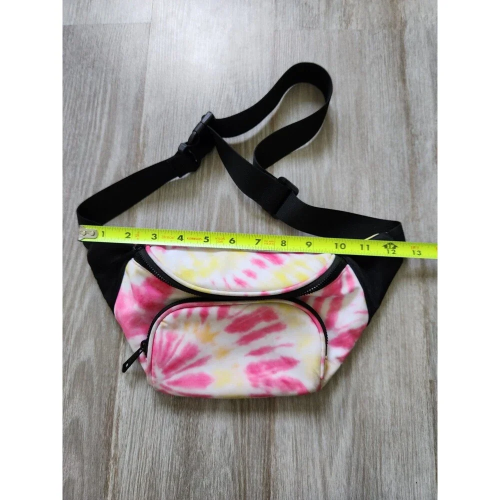 Like Dreams Enjoy The Ride Tie Dye Fanny Pack Pink Yellow White Waist Belt Bag